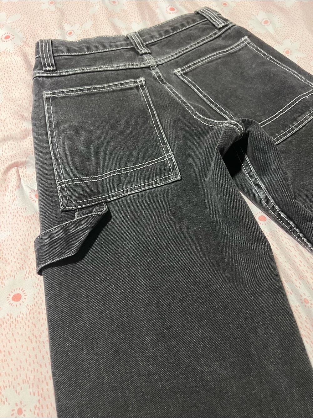 J.Galt Brandy Melville Pacsun Washed Dark Grey Black Utility Wide Leg Jeans SM